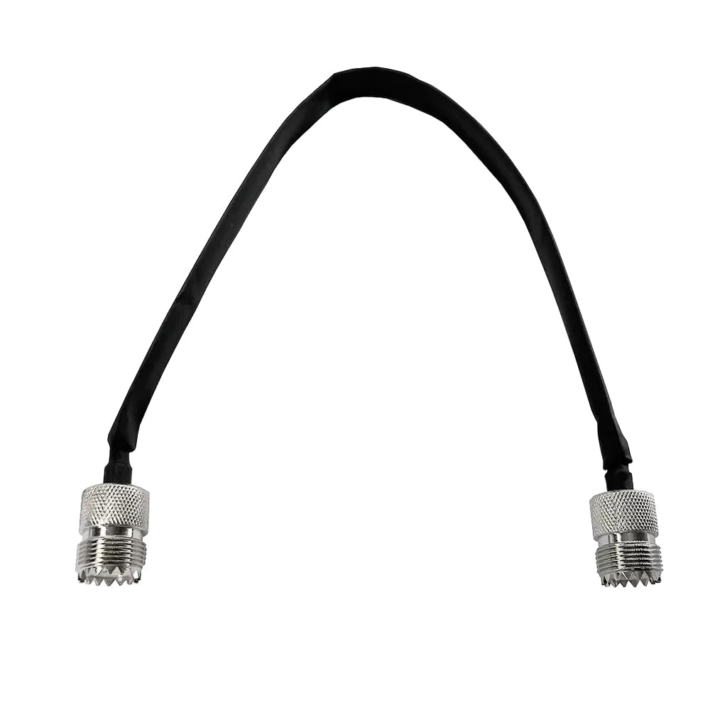 2 Pack-Window/Door Pass Through Flat RF Coaxial Cable SO239 UHF Female to UHF Female Male PL259 50Ohm Pigtail Extension Cord-30cm, Black