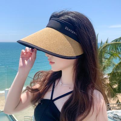 Letné Bežné Prázdne Vrchné Časti Klobúky do Slnka Prenosné Široký Veľký Okraj Slamený Čiapka UV Ochrana Skladacie Vízory Dámske Dievča Slnečník Plážový Klobúk