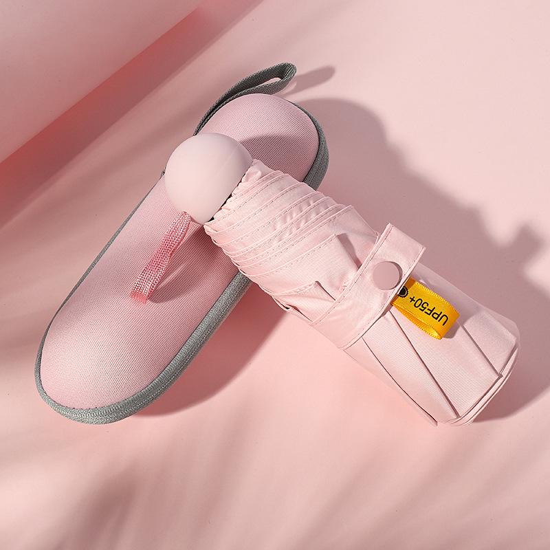 Kompakter ultraleichter fünffach faltbarer Vinyl-Sonnenschirm für Sonne und Regen