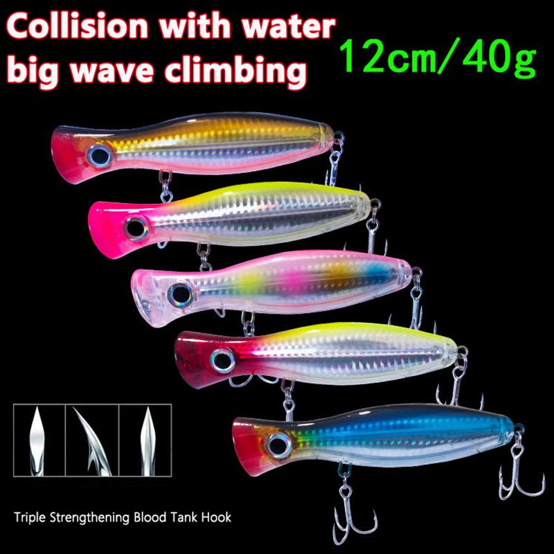 Big Popper Wobbler Angelköder Schwimmender Köder 12Cm 40G Topwater Köder Whopper Salzwasserköder Isca Künstliche Hecht Tackle