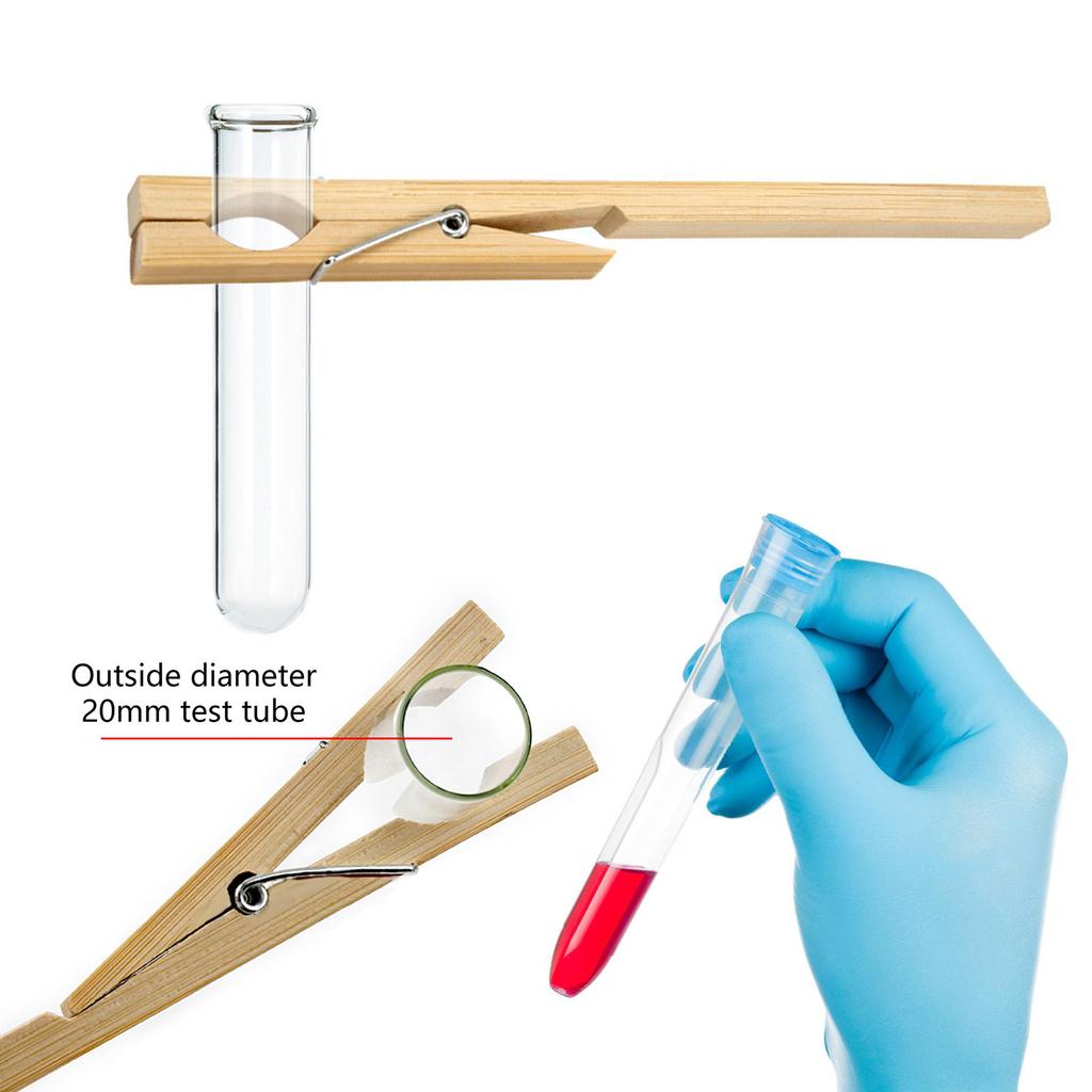 Test Tube Clamps Pack of 10 Wood Test Tube Clip Clamps Holder Set School Laboratory Equipment for 10-20mm Test Tube