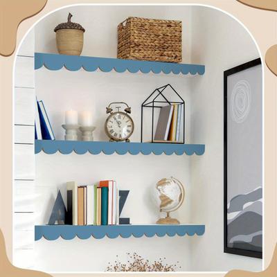 6/12Pcs Unfinished Scalloped Wood Border Trim Farmhouse Home DIY Crafts Wall Cabinet Shelf Door Window Frame Scalloped Edge Decorative Wood Strips