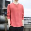 T-shirt da uomo basic a girocollo a maniche lunghe - Top casual tinta unita