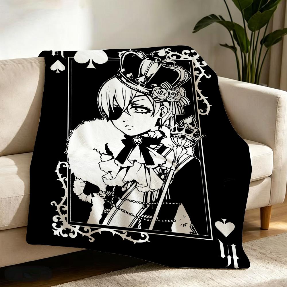 Coperta Plaid Morbida Calda in Flanella Anime B-Black B-Butler S-Square E-Enix, Multiuso per Divano Letto Ufficio Riposo