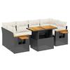VidaXL Salon de Jardin avec Coussins 7 pcs, Canapés de Terrasse, Ensemble de Meubles de Patio, Mobilier d'Extérieur, Noir 3273415