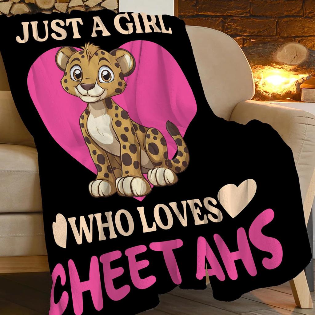 Cartoon cheetah animal digital-printed polyester Bedroom velvet flannel cover blanket Fleece soft sofa cover blankets for beds