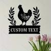 Customizable Metal Sign Hen Silhouette Personalized Family Name Wall Art Hot Sale Home Garden