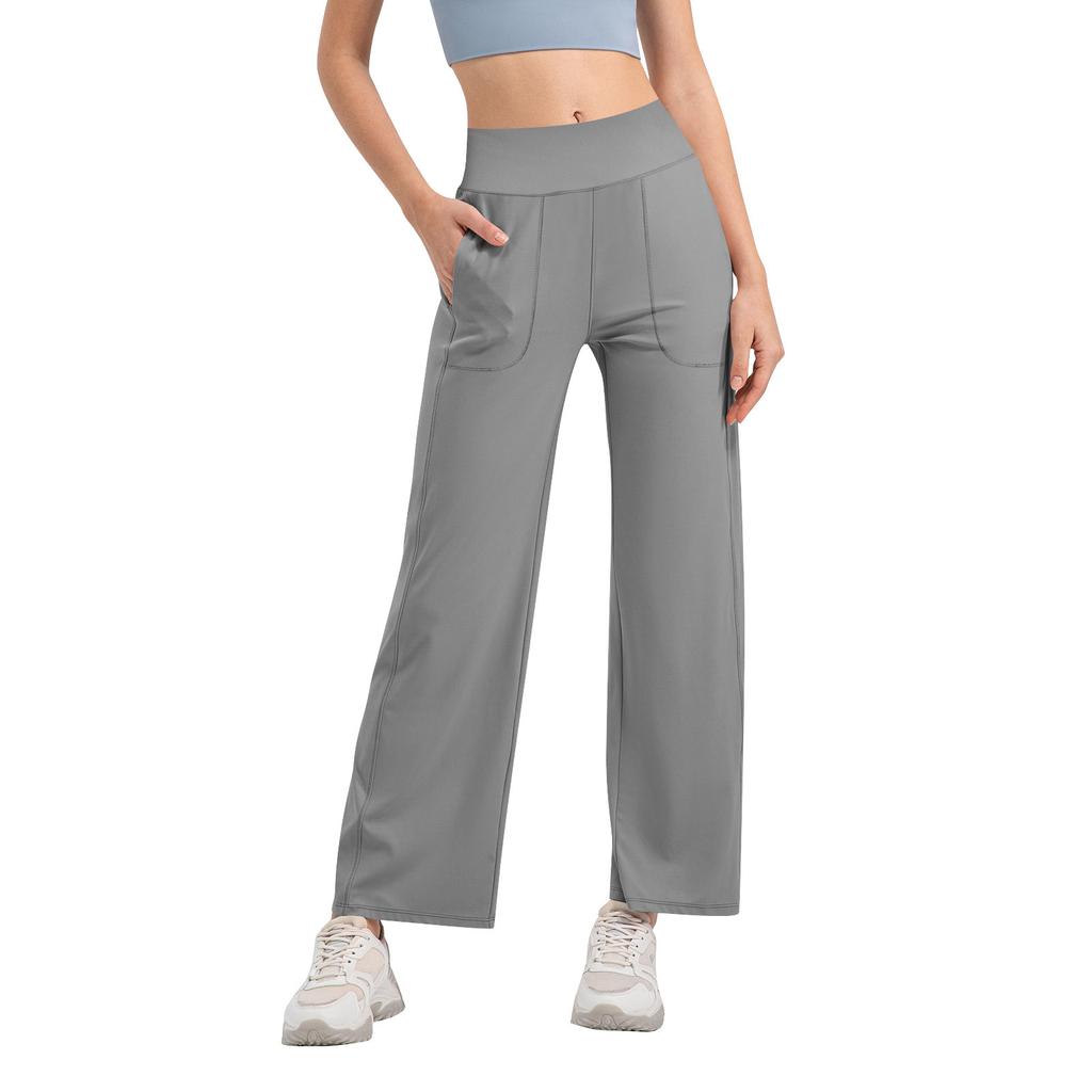 Women's High Waist Wide Leg Yoga Pants with Pockets Stretchy Fitness Trousers Bootcut Casual Lounge Bottoms