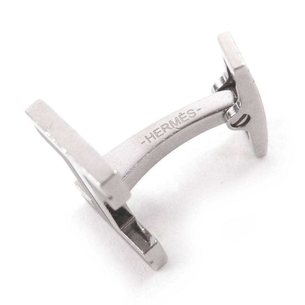 Great HERMES Cufflinks cufflinks H logo Silver mens Used