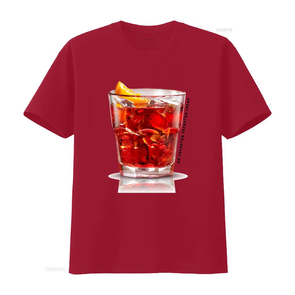 Uomo Negroni Un Terzo Aperitivo Cocktail Campari T Shirt da Uomo Moda Stampa vintage Lavata Unisex grafica Elastica