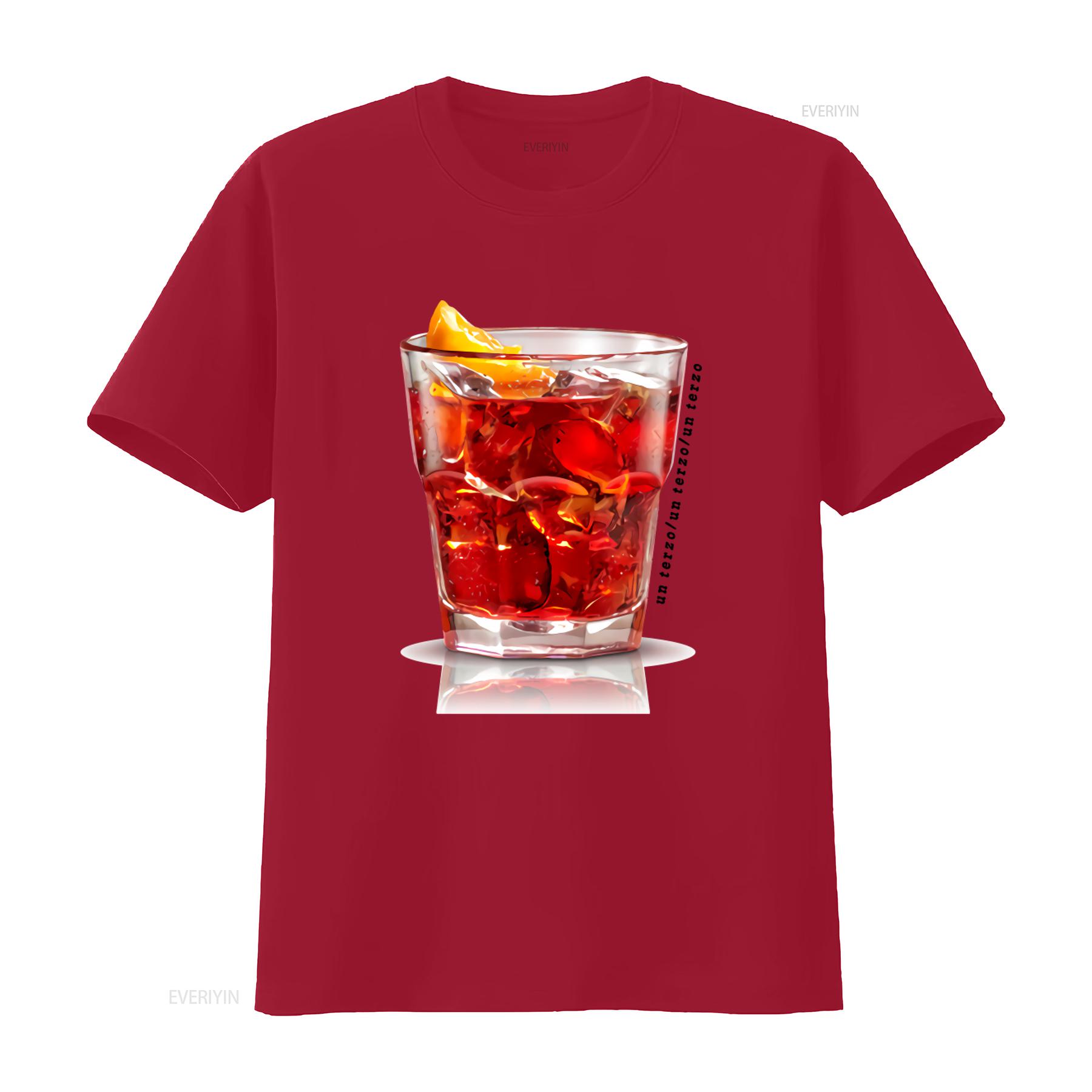 Uomo Negroni Un Terzo Aperitivo Cocktail Campari T Shirt for Men Fashion Print vintage Washed Unisex graphic Stretched S