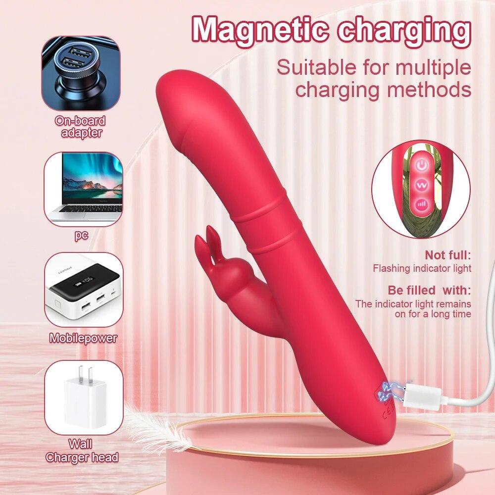 Rabbit Thrusting Vibrator Automatic Telescopic G-Spot Clitoris Stimulator Female Masturbation Sex Toys For Women Adults Product