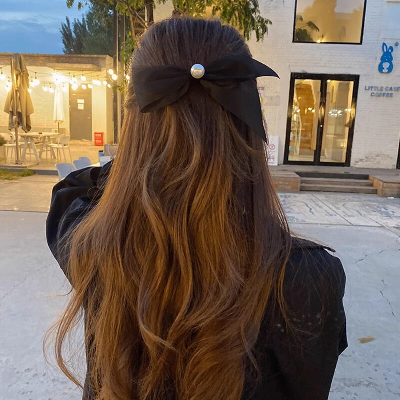 Herin Black Ribbon Point Pearl Hairpin Ribbon Pin