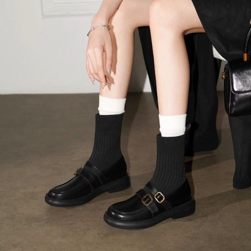 Fashion Stretch Skinny Women 2025 British Style Small Leather Shoes Booties Socks Boots