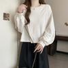 Women Loose Short Length Crew Neck Long Sleeve Casual Pullover Sweatshirt