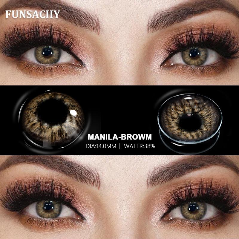 FUNSACHY 1 Pair Colored Contact Lenses for Eyes Blue Lens Gray Green Eye Makeup Natural Lenses Fashion Beauty Cosmetics Pupils