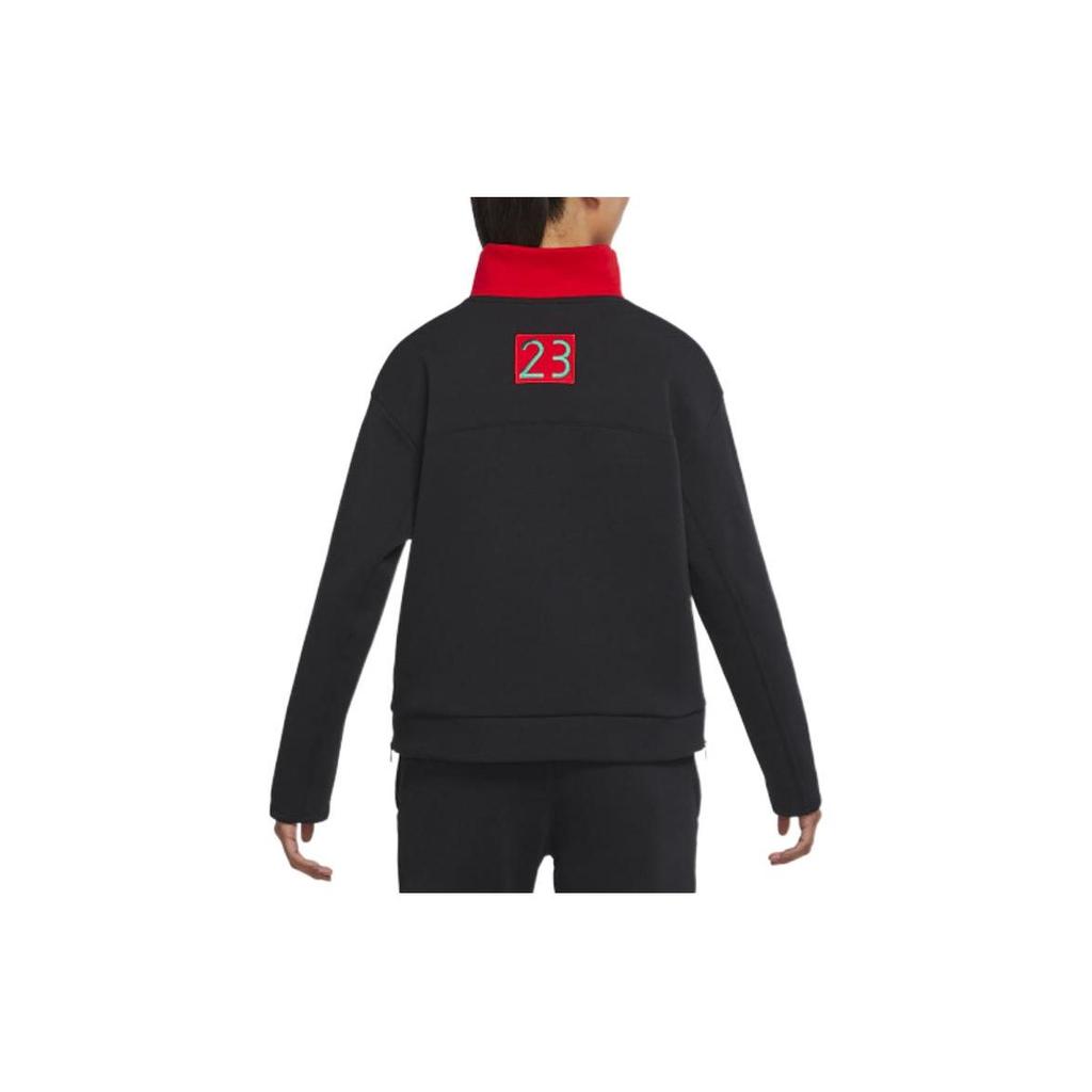 Jordan Logo Bestickt Stehkragen Halber Reißverschluss Langarm Amerikanisches Sweatshirt Damen Sweatshirt Schwarz DO4157-010