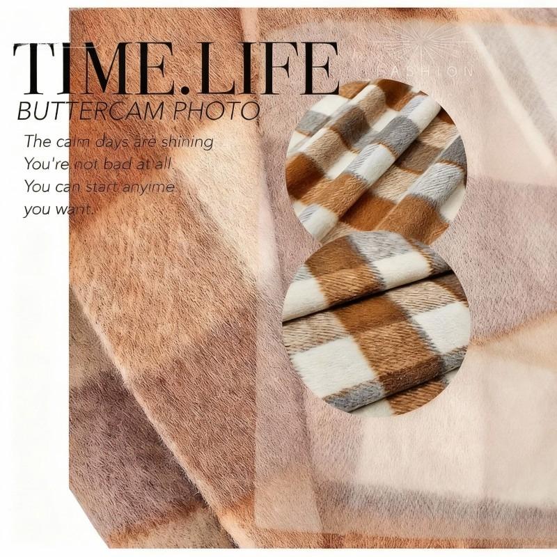 Thickened Matte Checkered Fabric Vintage Soft for Handmade Diy Sewing Clothing Skirts Winter Coat Jackets Pants Material