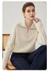 Women's 2026 Autumn/Winter Cashmere Lapel Half-Zip Knit Sweater: Elegant, Thick, Warm Base Layer