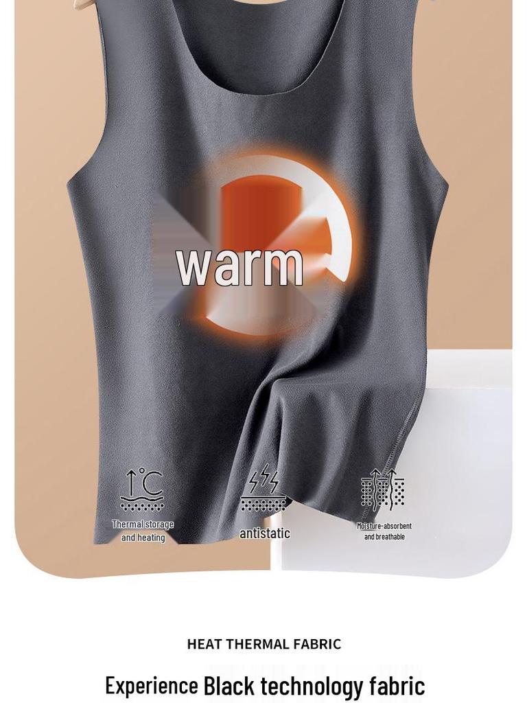 Men's Slim Fit Seamless Plus Size Thermal Vest for Autumn and Winter