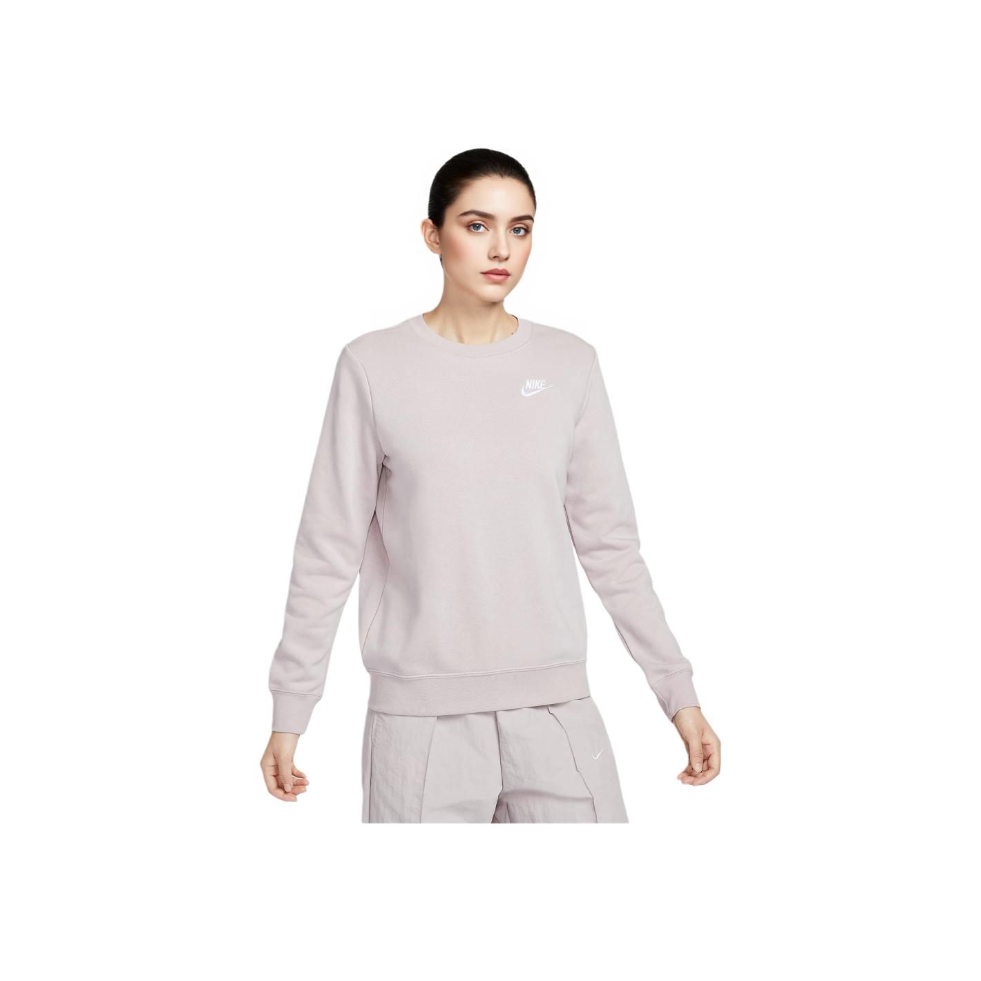 Nike Sportswear Club Fleece Crew-Neck Sweatshirt Women Sweatshirt Platinum-Purple White DQ5474-019 L