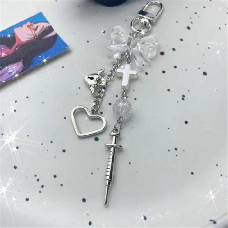 Heart Cross Bead Hanging Pendant Phone Strap Cute Bag Decoration for Girls
