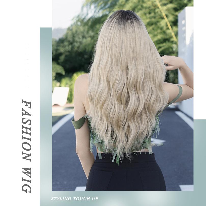 Dámská simulační paruka 63 cm zlatá paruka Plná pokrývka hlavy Růžová síťka na vlasy Pokrývka hlavy Krása Dekorace Paruka