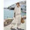 1D European and American Style Plus-size Loose Casual Five-quarter Sleeve Women's Summer Fashion Seaside Vacation Beach Two-piece Set