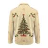 Men's Christmas Cotton Pullover Long Sleeve Outdoor Shirt Vintage Corduroy Button Stand Collar Shirt Casual Sweatshirt Christmas Print Top