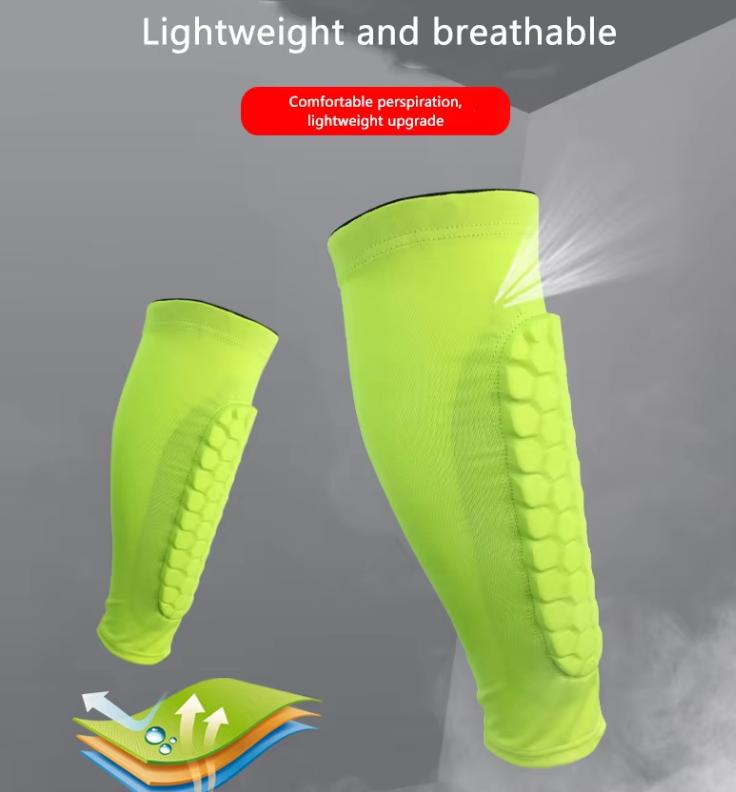 Custom Adult Kids Soft Polyester/Spandex/EVA Football Soccer Leg Brace Support Shin Guard Pads Compression Breathable Honeycomb