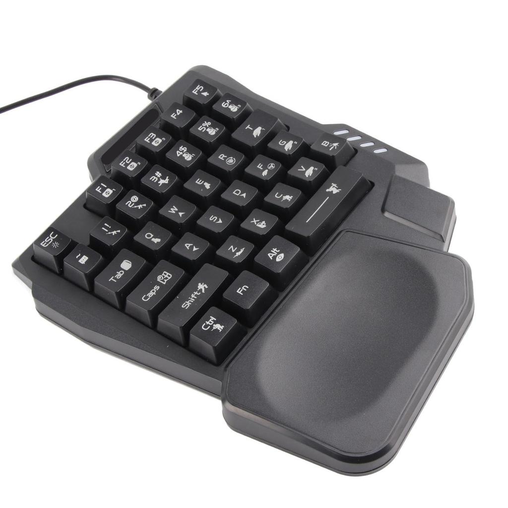 35-Key One-Handed Gaming Keyboard, Waterproof and Anti-Slip Design, Wide Palm Rest, Black One-Handed Keyboard for Computer and Mobile Games – K13