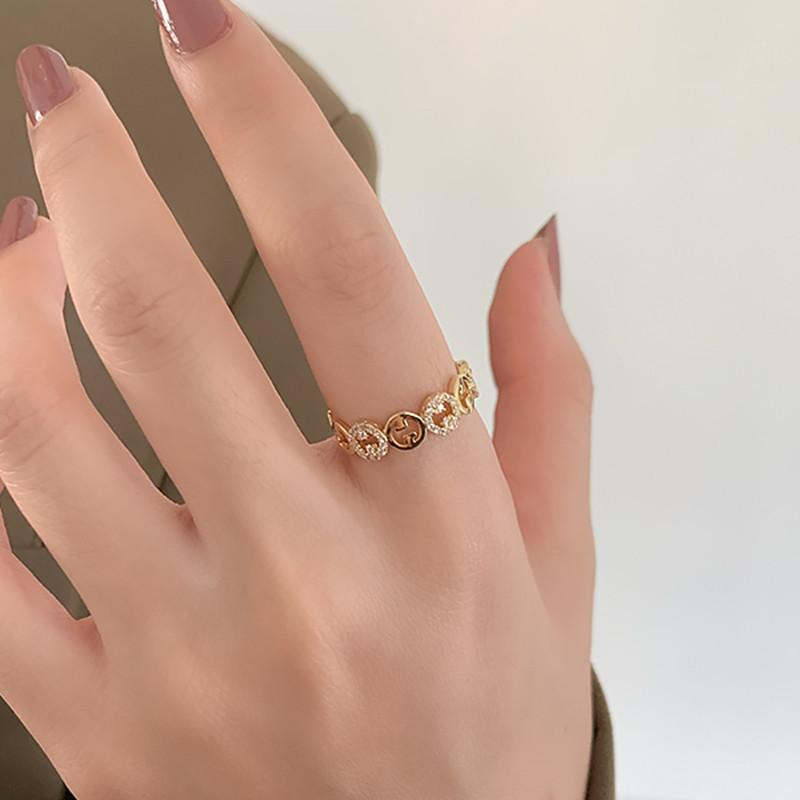 Korean Fashion Trendy Light Luxury Adjustable Ring Women'S Niche Design Word Personality Index Finger Ring Jewelry Accessories