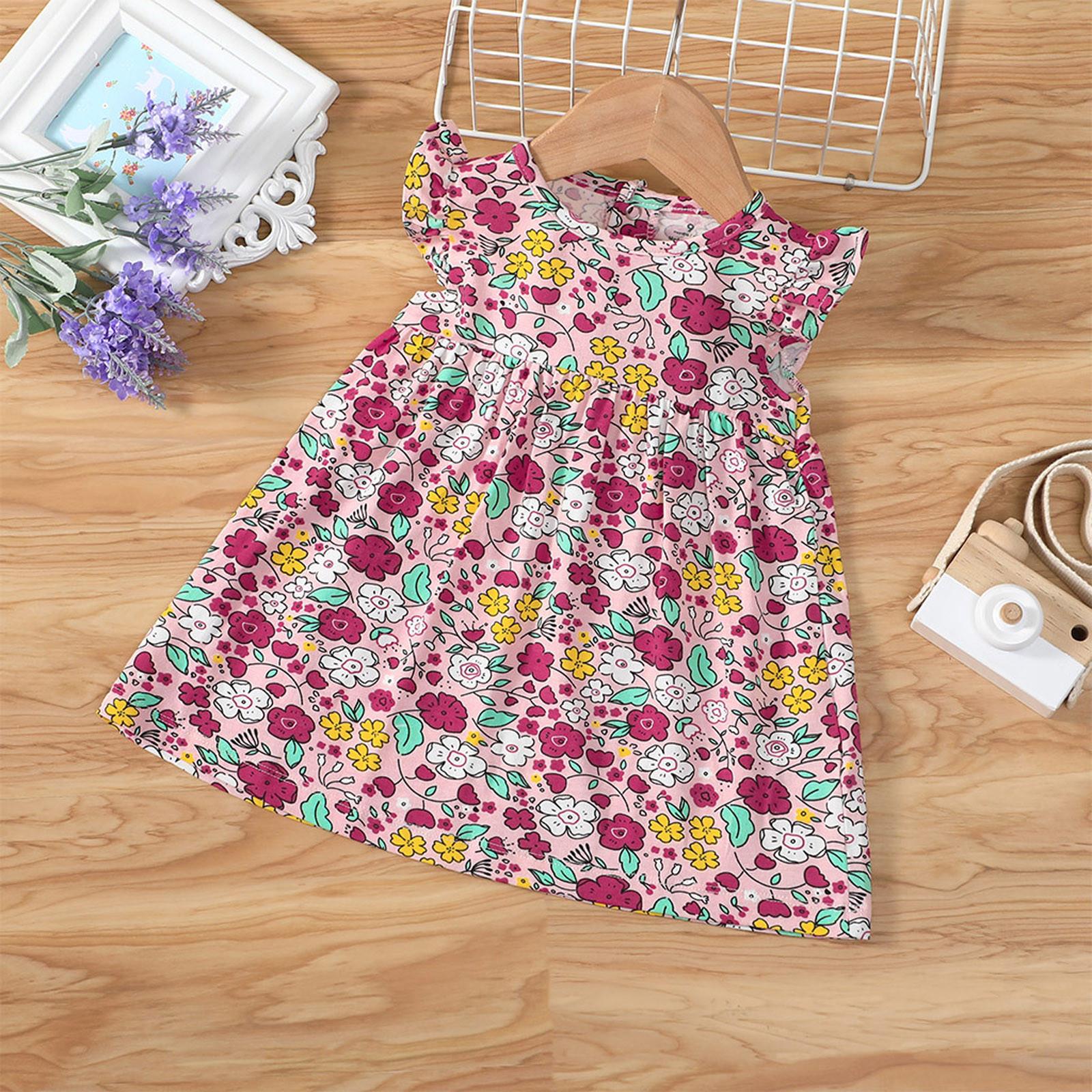 

(SU)Newborn Infant Baby Girls Short Sleeve Floral Princess Dress