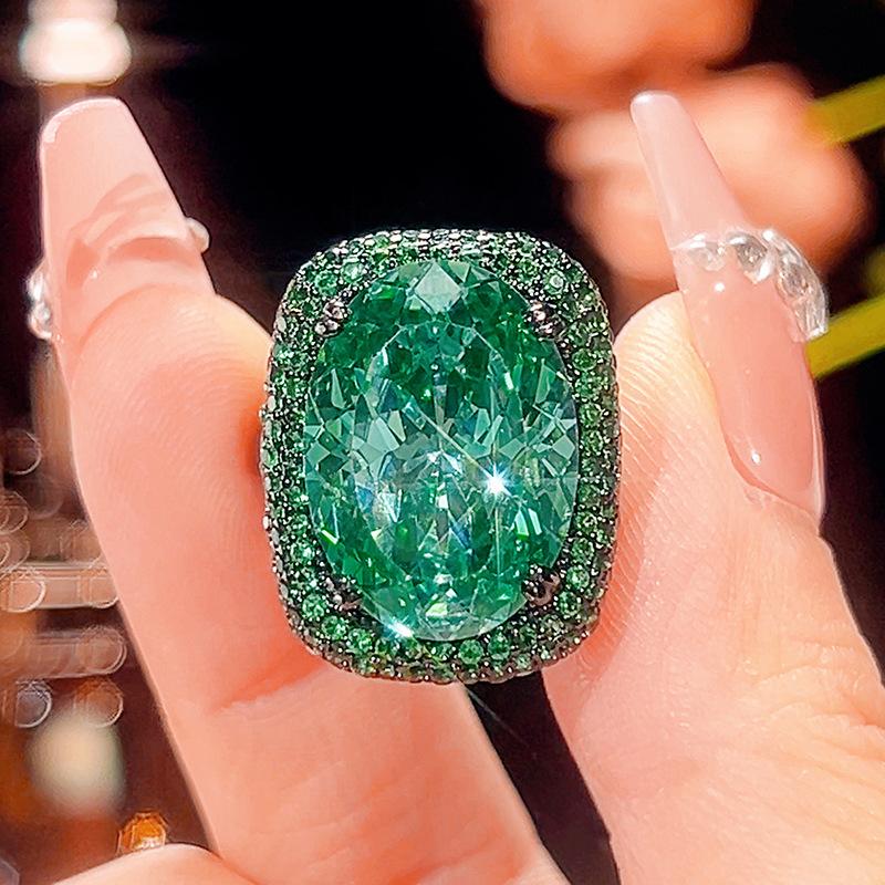 Jewelry Copper Bottom Gold-Plated Simulation Para Green Black Gold High-End Set Women'S Stone 13 * 18