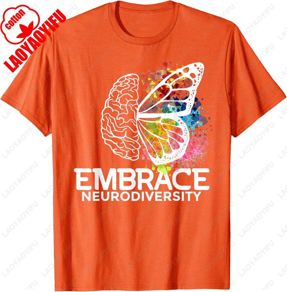 Embrace Neurodiversity Adhd Awareness TShirt Summer Casual Streetwear Unisex Cotton Tees Camisetas New Arrival Breathable Tee