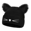 Embroidery Cat Ear Beanie Faux Fur Winter Hat Cute Kawaii Beanie  For Women