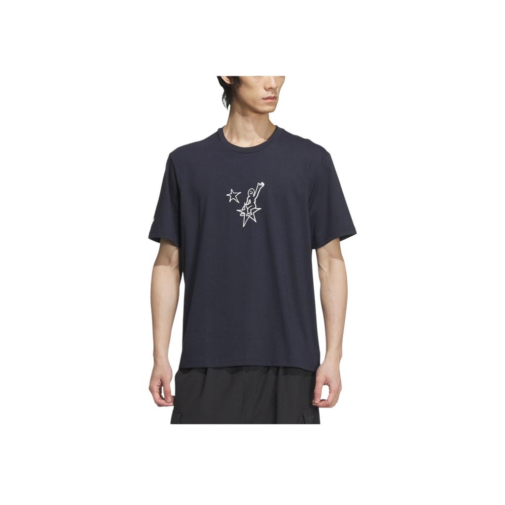 Adidas Shmoofoil Star Rider T-Shirt Cartoon Anime Print Round Neck Short Sleeve Men Tops Legendary-Ink-Blue JD3269