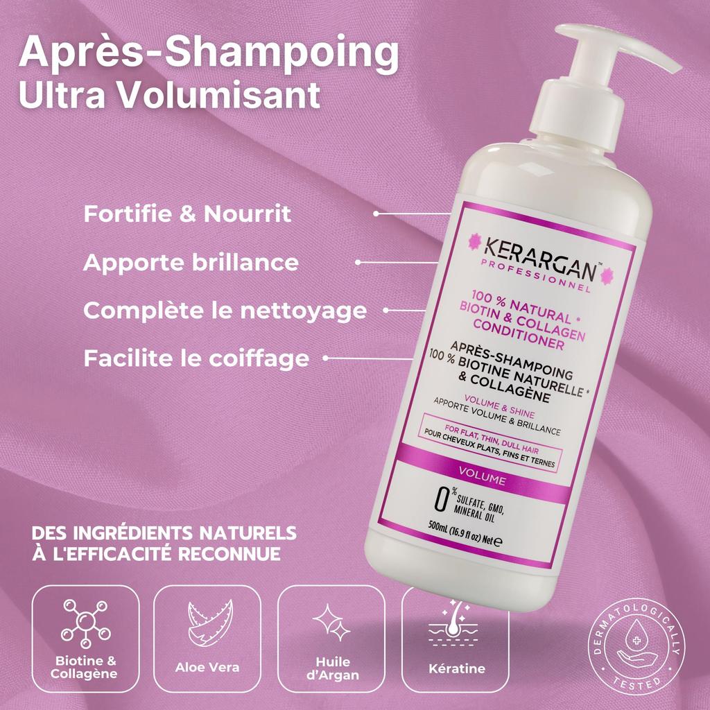Kerargan Shampoo, Conditioner, Mask and Serum with Biotin and Collagen - For Damaged Hair - Sulfate, Paraben, Silicone Free - 1600 Ml
