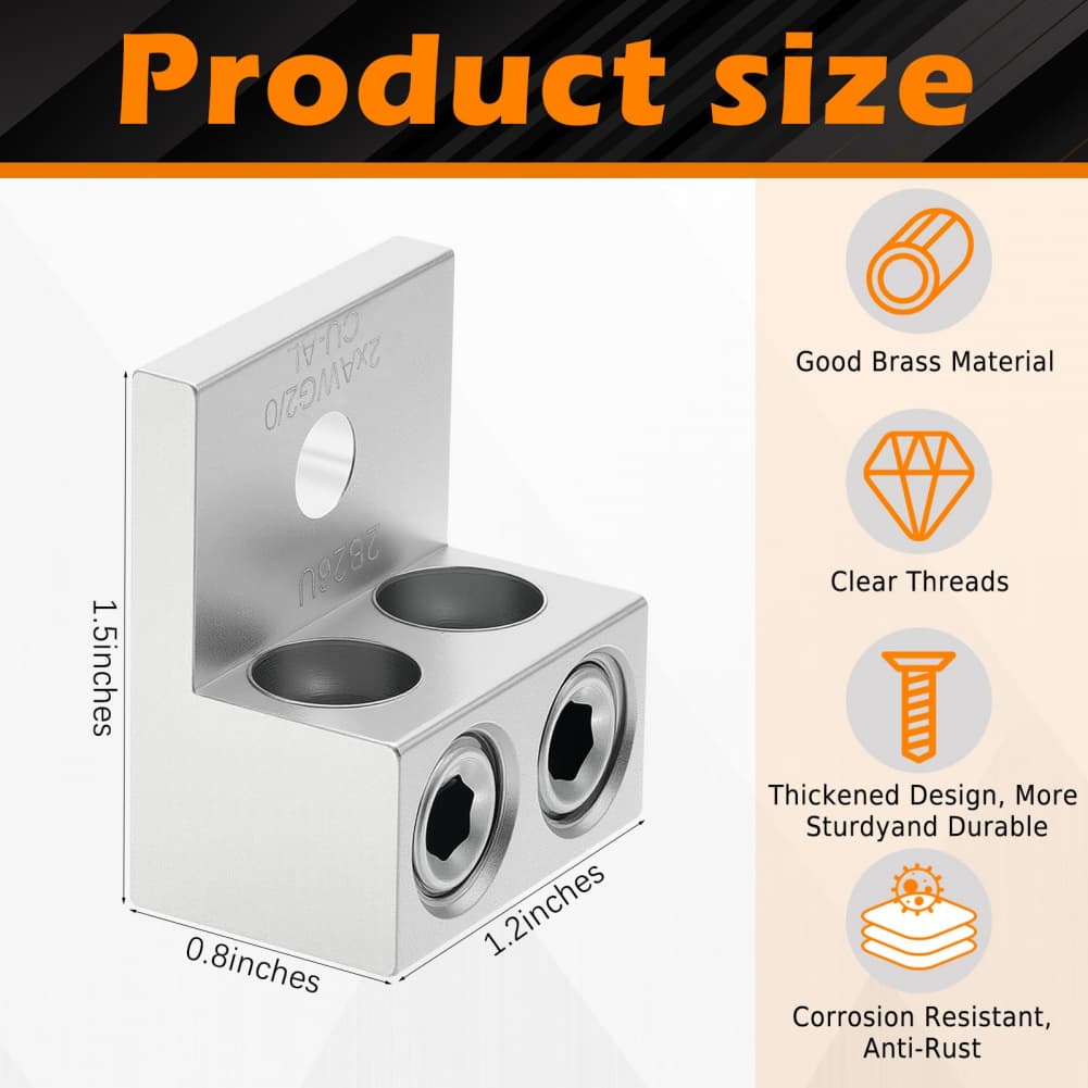 4 Pack Aluminum Grounding Terminals with Dual Holes for Dependable Electrical Ground Connection and Conductivity
