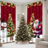 2pcs Festive Floral Print Curtain   Xmas Window Decor   Room Darkening   Polyester   Holiday Home Decor   Rod Pocket Curtain