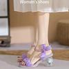 Fashion Women's Casual Open Toed Bow Buckle Sandals 2025 Summer New Fashion High Heel Slippers Elegant Wedding Shoes Zapatos De Mujer
