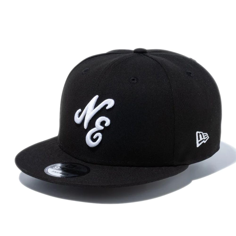New Era 9FIFTY Cap with NE Size 950 NELOGO BLK 25J Logo, Black, L/XL, WHI,