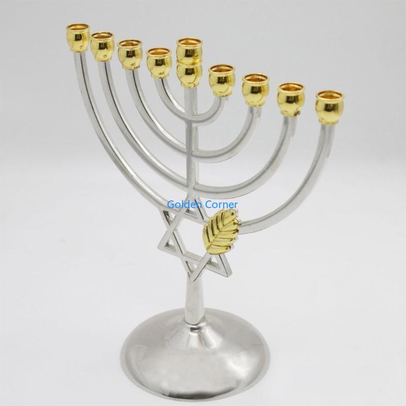 E15D Hanukkah Artistic Stand Decorative Alloy Column 9 Headed Holder