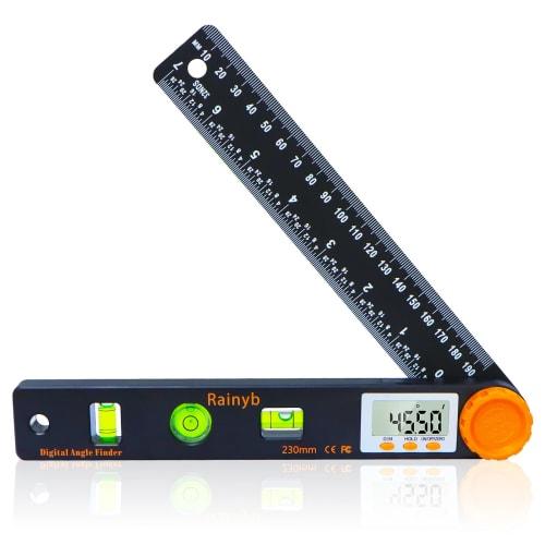 Digital Angle Meter, Protractor, Cylindrical Level, Round Level, 4-in-1, Degree/Minutes Switchable, 0 to 999.9, Goniometer, Angle Measurement, Hold