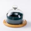 Japanese Tableware Black Ceramic Dessert Bowl Fruit Platter Creative Glass Cover Household Snack Plate Dried Fruit Cake Plate