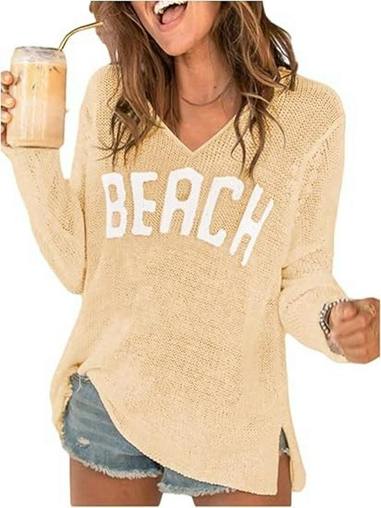 New V-Neck Letter Knitwear for Women - Spring/Summer Collection
