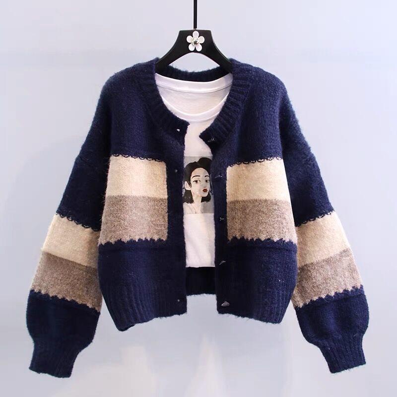 Women's Retro Round Neck Knitted Cardigan - Fresh Spring & Autumn Style, Petite College Fashion