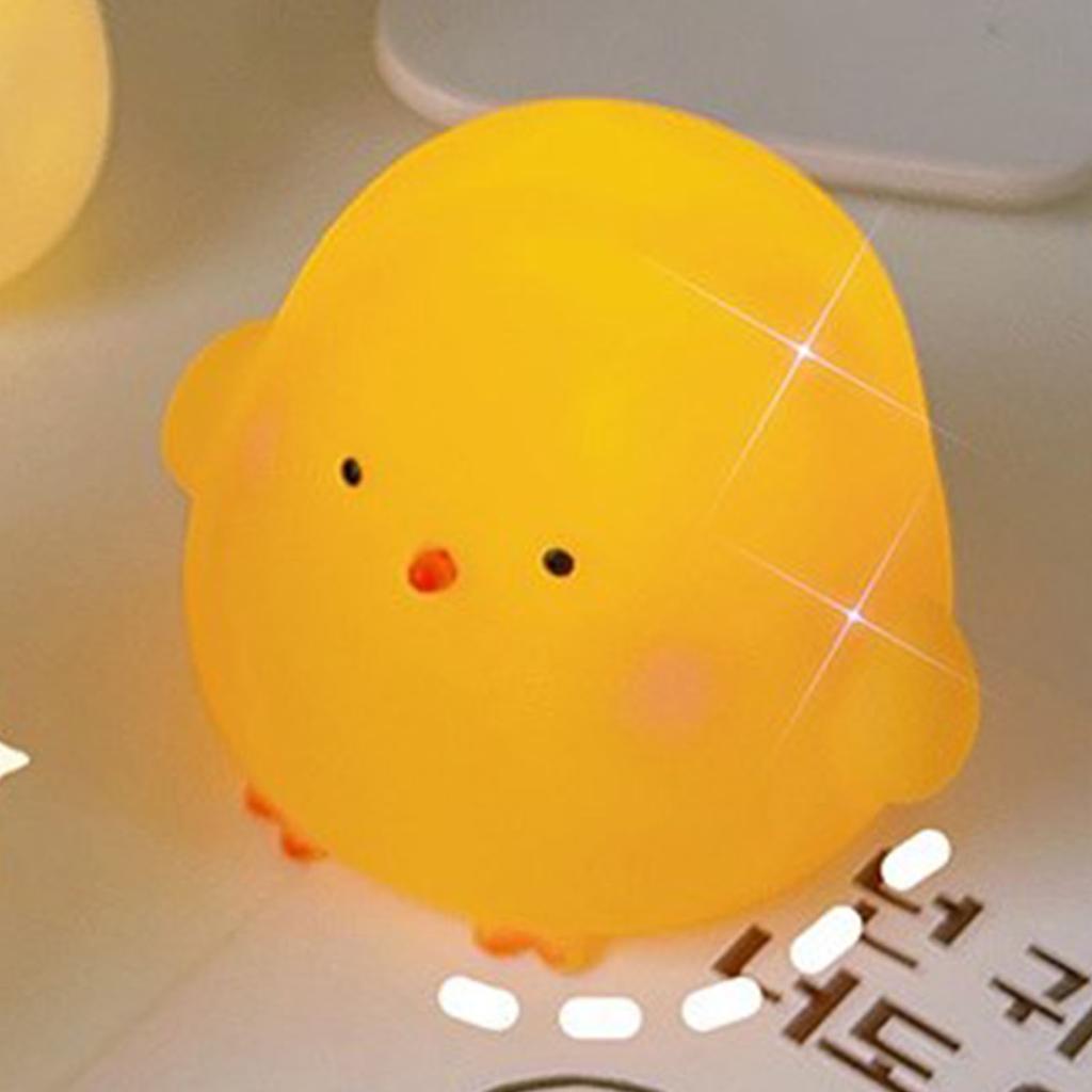 Cute Night Light Yellow Chick Cartoon Warm Light Soft Shell Comfortable Touch Animal Lamp with