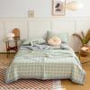 Simple Lines Summer Quilt Japanese Style Cotton Air Conditioning Quilt Luxury Soft Breathable Thin Blanket for Adults Kids