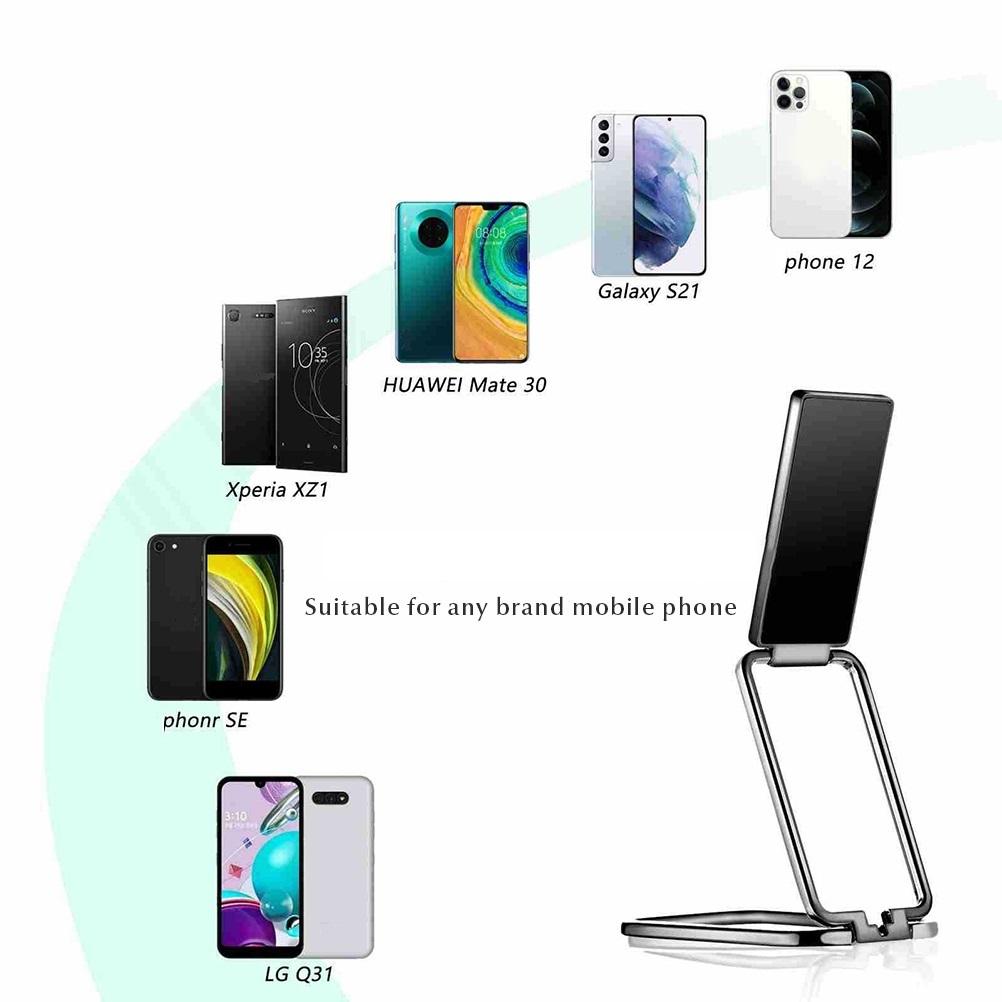 Metal Square Magnetic Car Phone Holder Foldable Ring Stand Gunmetal